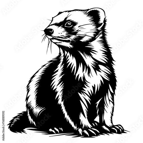 Black Ferret Illustration Vector Art
