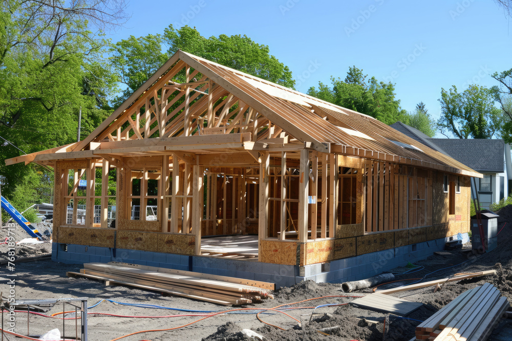 Obraz premium Frame of a modern wooden house