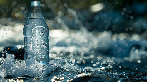  A bottle of Bear Brand water, tucked away in a peaceful setting, promises pure refreshment. This HD picture captures the stunning clarity of the water's crystal clear contents