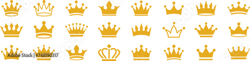 Golden Crown, royal family icons set with best collection isolated on transparent background. High quality vectors in trendy style symbols use for kingdom, prince web or app