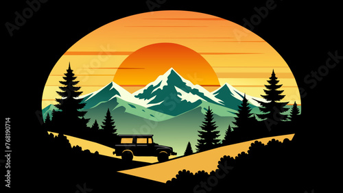 Epic Road trip Adventures: Mountain Travel Car T-Shirt Designs © Takshkumar