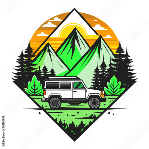 Journey to the Peaks: Travel Mountains Car T-Shirt Designs