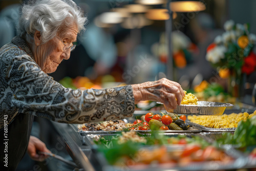 Free food station for elderly people