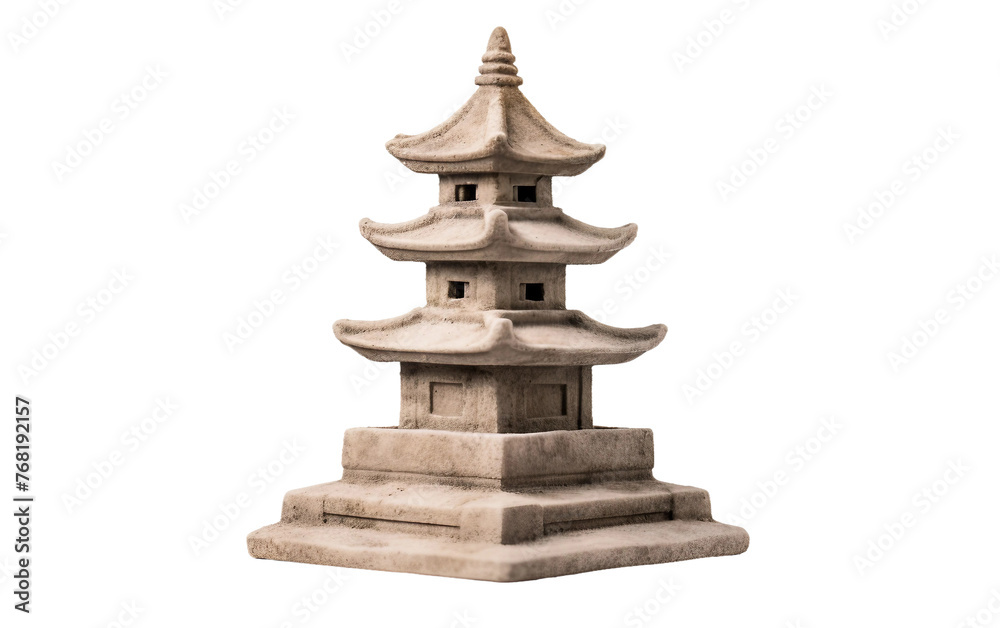 Mini Stone Pagoda Statue for Serene Zen Garden Decor Isolated On Transparent Background PNG.