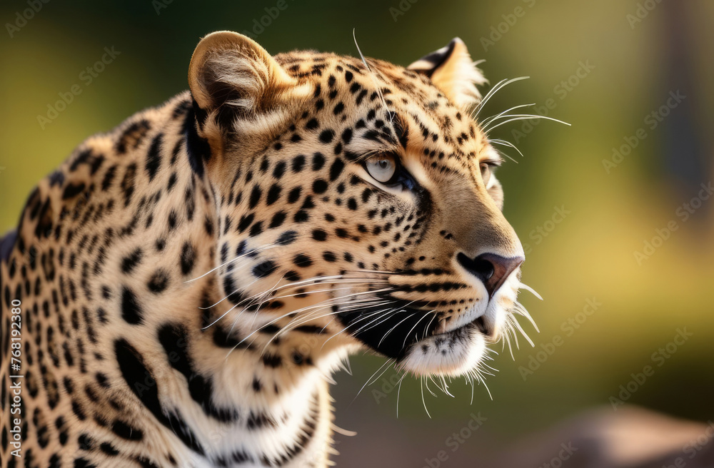 A beautiful leopard looks into the distance. A beautiful leopard looks into the distance.