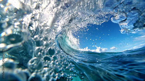  buraco na água com câmera de ação, vista do céu azul
