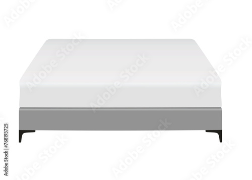 Grey double bed. vector illustration