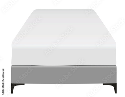 Grey single bed. vector illustration