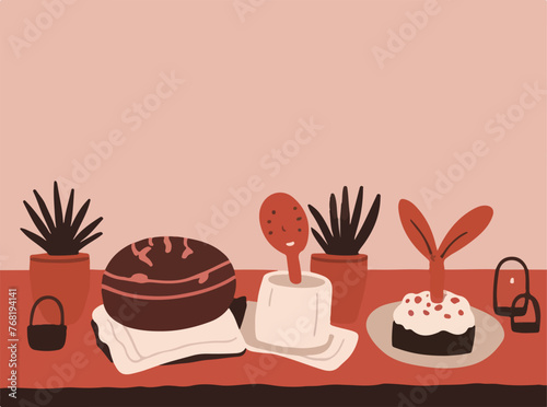 Reflecting on Resurrection and Harmony. A Vector Flat Illustration Theme for Good Friday.