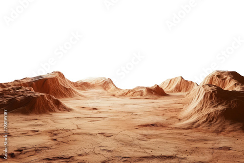 Obraz na płótnie Martian landscape isolated on transparent background. Barren desert surface of red planet w salonie