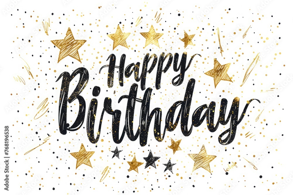 Happy birthday stylized text  sign with birthday background on the white background