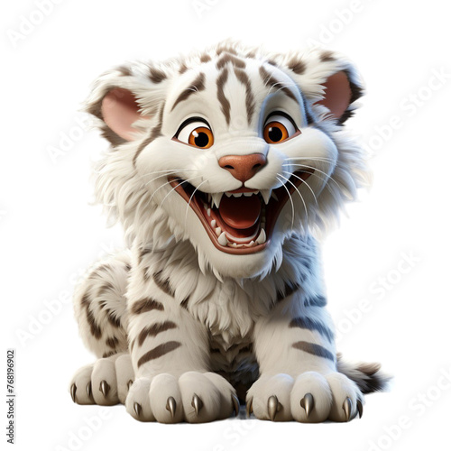 3d cartoon character cute baby tiger isolated on transparent background  generative ai