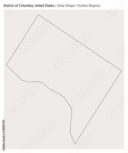 District of Columbia, United States. Simple vector map. State shape. Outline Regions style. Border of District of Columbia. Vector illustration.