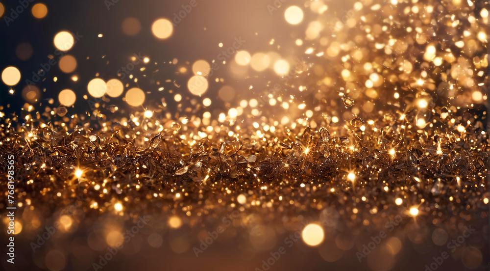 Glowing golden Glittering bokeh background. Luxury backdrop for holiday banners, posters, cards Glowing golden Glittering bokeh background. Luxury backdrop for holiday banners, posters, cards