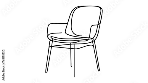 Chair in Continuous one line drawing. Interior with furniture in simple linear style. Editable stroke. Doodle Vector illustration.