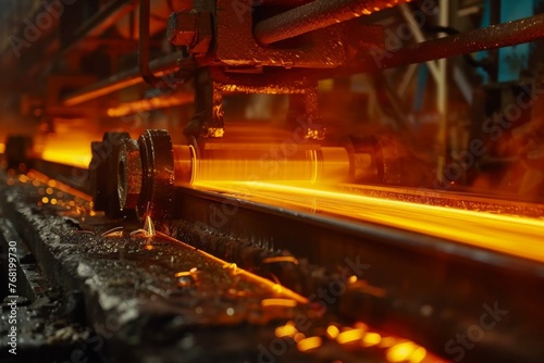 Copper rolling process in metallurgical industry.