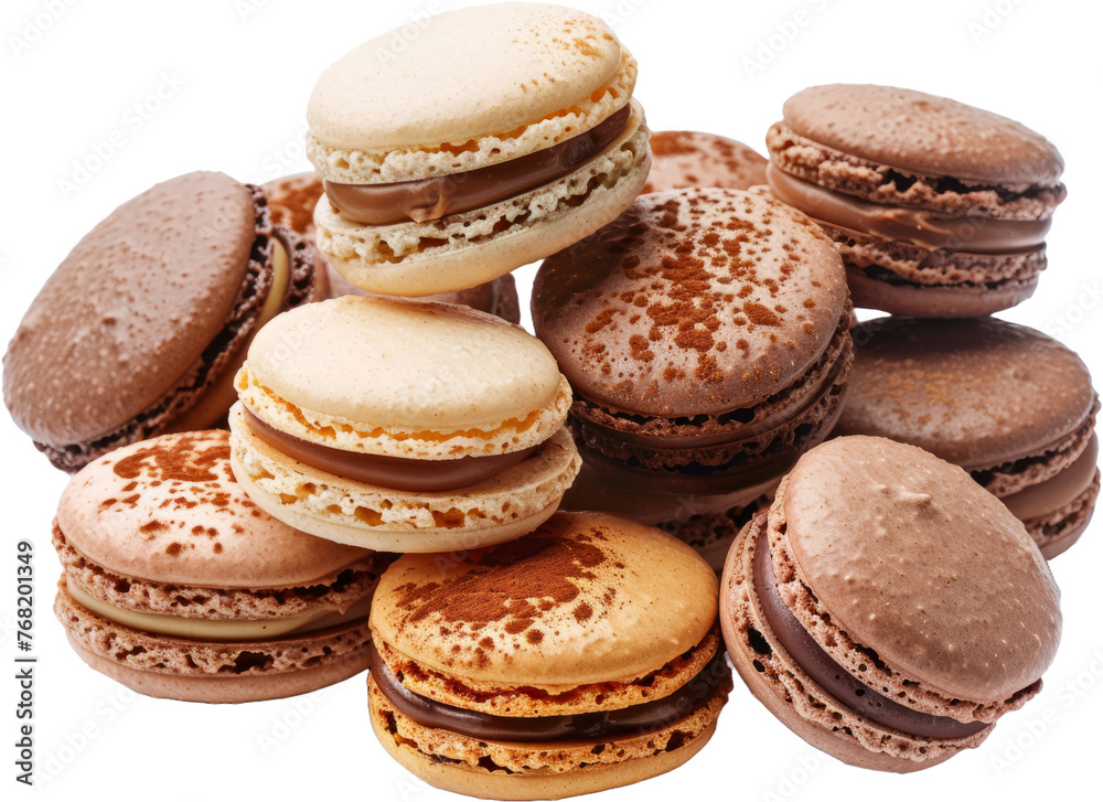 Assorted macarons in classic flavors isolated, cut out transparent Assorted macarons in classic flavors isolated, cut out transparent