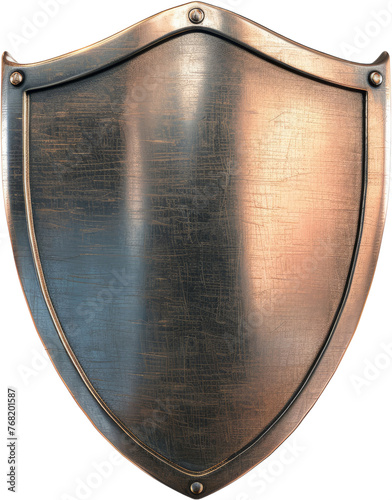 Antique medieval shield with rusty texture , cut out transparent photo