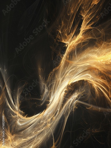 A computer generated composition featuring swirling patterns in yellow and white colors