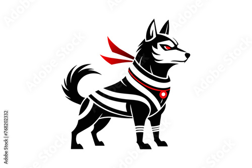 samurai dog logo isolated white background