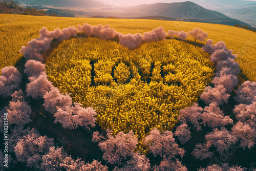 Wallpaper Mural Heart Shape in Field of Flowers Torontodigital.ca