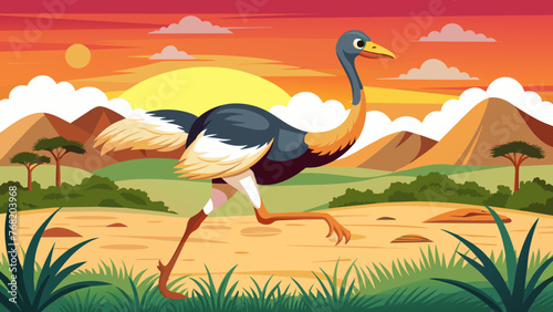 ostrich running fast and svg file