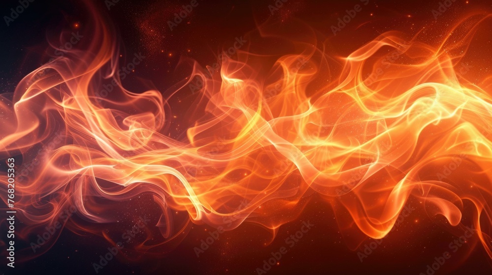 A close up of fire flames on a black background. Generative AI.