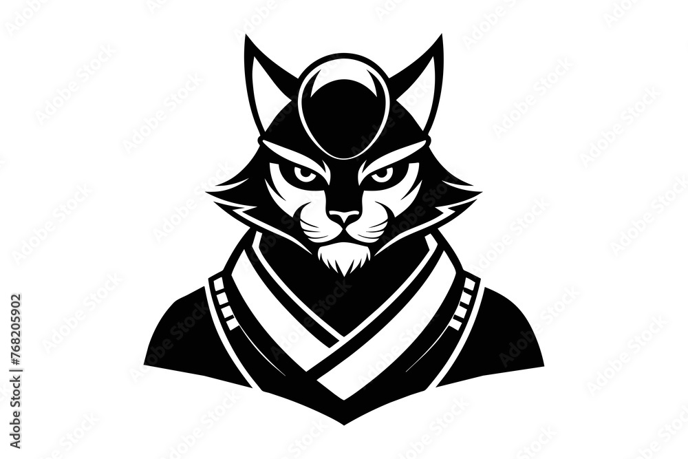 samurai cat logo isolated white background samurai cat logo isolated white background