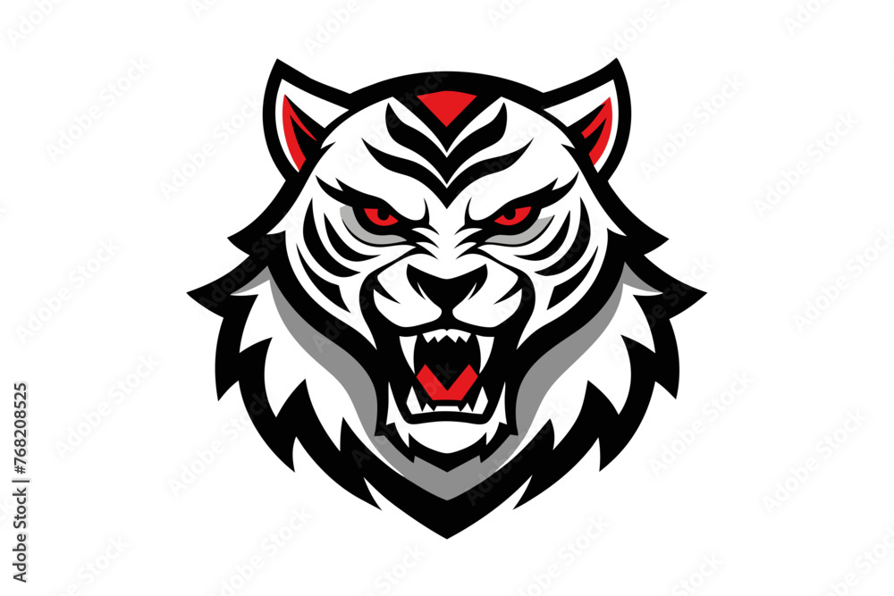 Obraz premium samurai tiger logo isolated white background 