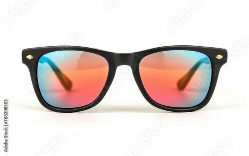 Fashionable Shades with Mirror Lenses Isolated on White Background.