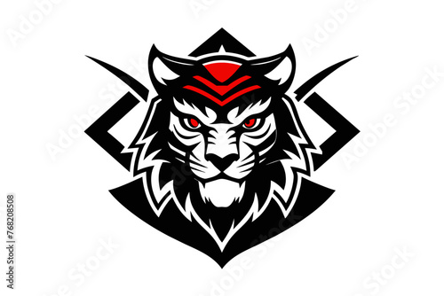 samurai tiger logo isolated white background 