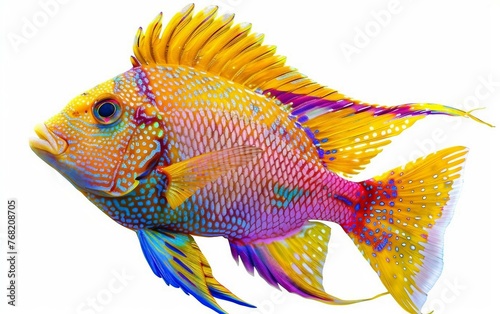 Exotic Tropical Fish with Vibrant Colors and Patterns Isolated on White Background.