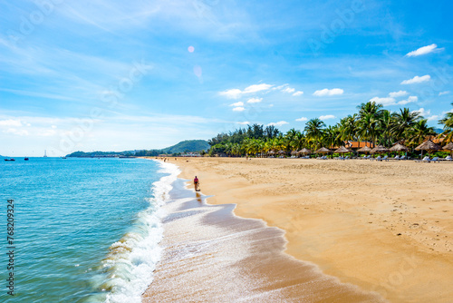 Nha Trang - Vietnam. December 13, 2015. Forming a magnificent sweeping arc, Nha Trang's 6km-long golden-sand beach is the city's trump card.