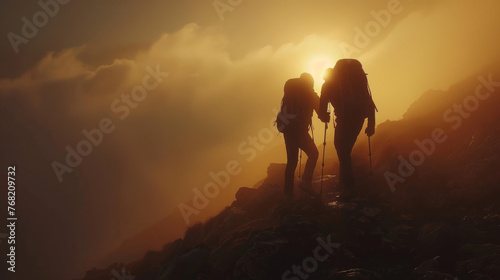 A Hiker's Journey to the Top with Cinematic Sunset