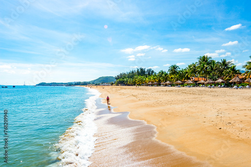 Fototapeta Naklejka Na Ścianę i Meble -  Nha Trang - Vietnam. December 13, 2015. Forming a magnificent sweeping arc, Nha Trang's 6km-long golden-sand beach is the city's trump card.