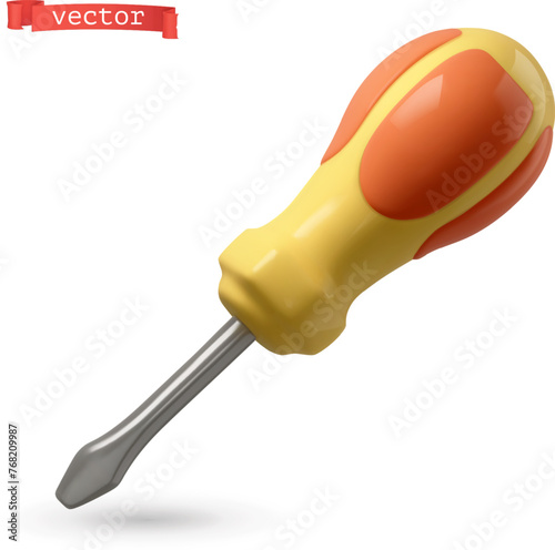 Flat head screwdriver 3d vector icon © Natis