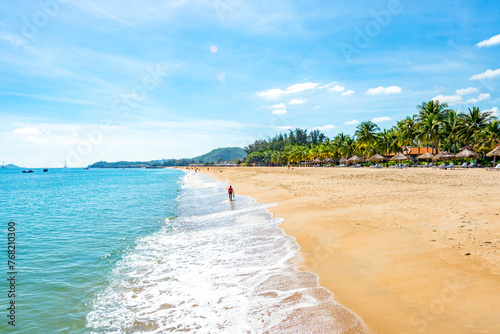 Nha Trang - Vietnam. December 13, 2015. Forming a magnificent sweeping arc, Nha Trang's 6km-long golden-sand beach is the city's trump card.