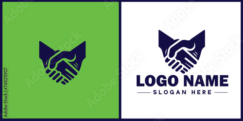 handshake logo icon vector for business brand app icon deal people friendship partnership cooperation business teamwork trust logo template