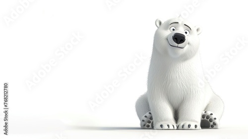 Cute polar bear cartoon animal character style on a white background.