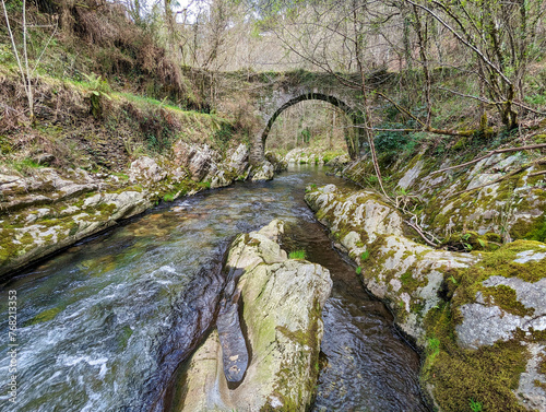 Polea roman and bridge, Villayon municipality, Asturias, Spain photo