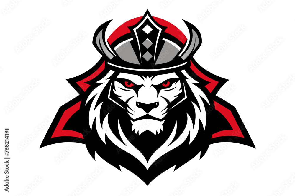 samurai lion logo isolated white background samurai lion logo isolated white background