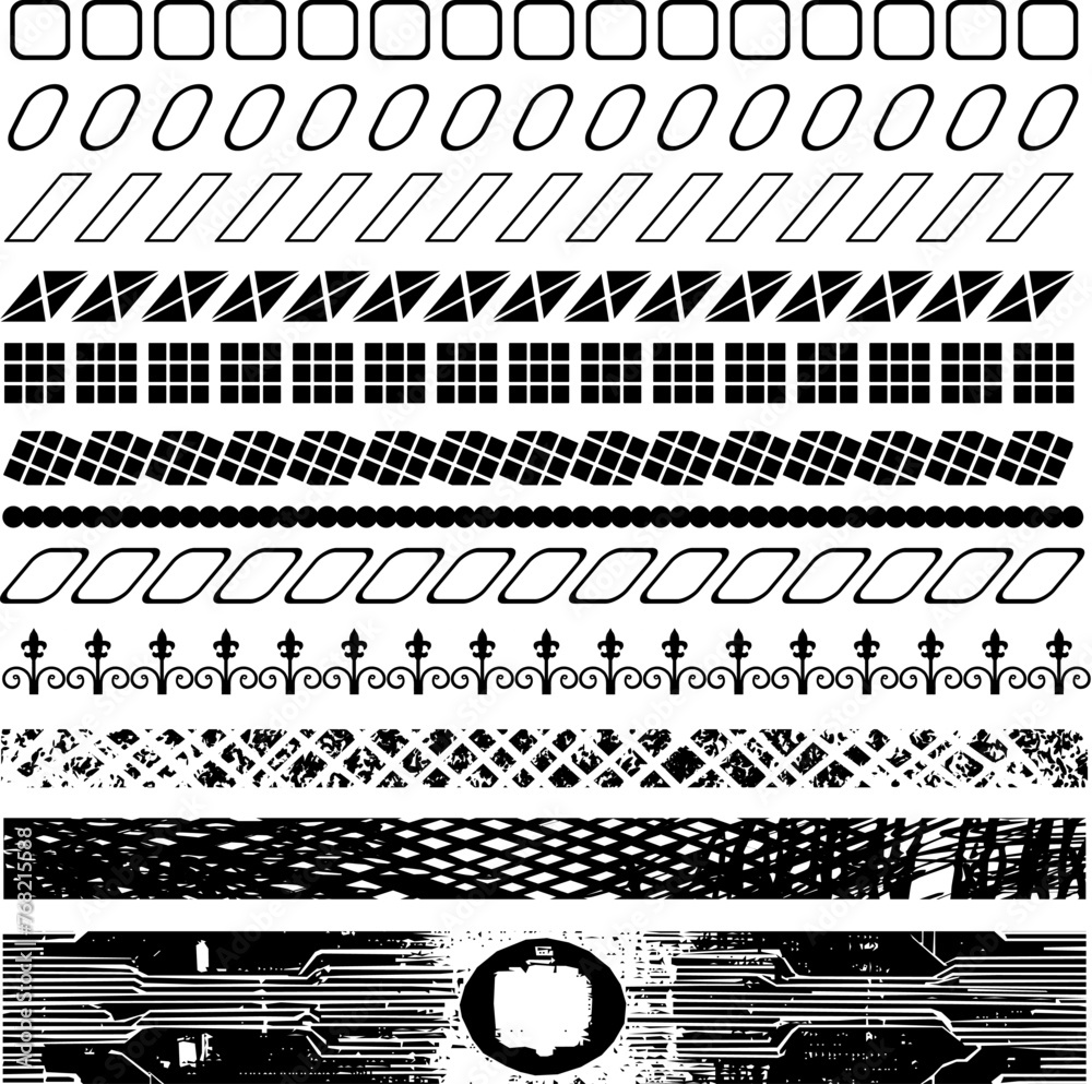 Vektor Set Reihen Design Elemente - Dekorative Formen in Reihen - Grunge Texturen - Style - Moderne Vorlagen