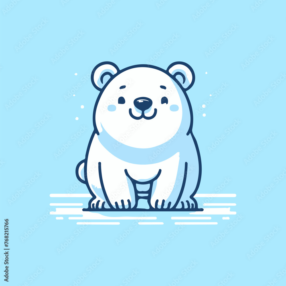 Cute polar bear illustration on blue background. Cute polar bear illustration on blue background.