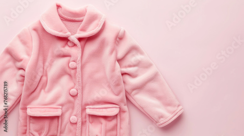 Soft Pink Fleece Children's Jacket on Pastel Background - Cozy Kidswear Fashion