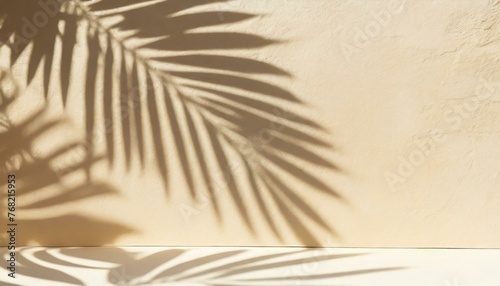 Ethereal Tranquility: Blurred Palm Leaf Shadows on Cream Wall