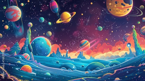 Create wallpaper featuring aliens and UFOs for an extraterrestrial party