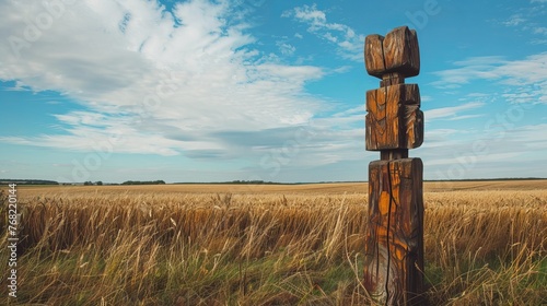 Wallpaper Mural wooden totem in the field. Torontodigital.ca