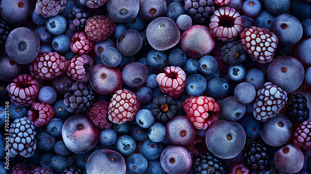 Background made of frozen berries.