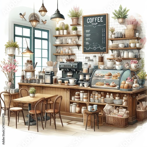 Captivating Watercolor Illustrations: Delightful Coffee Shop Scenes