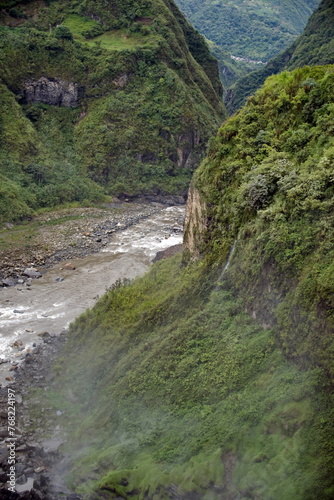 Pastaza River flowing through the gorge on the outskirts of Banos, Ecuador photo